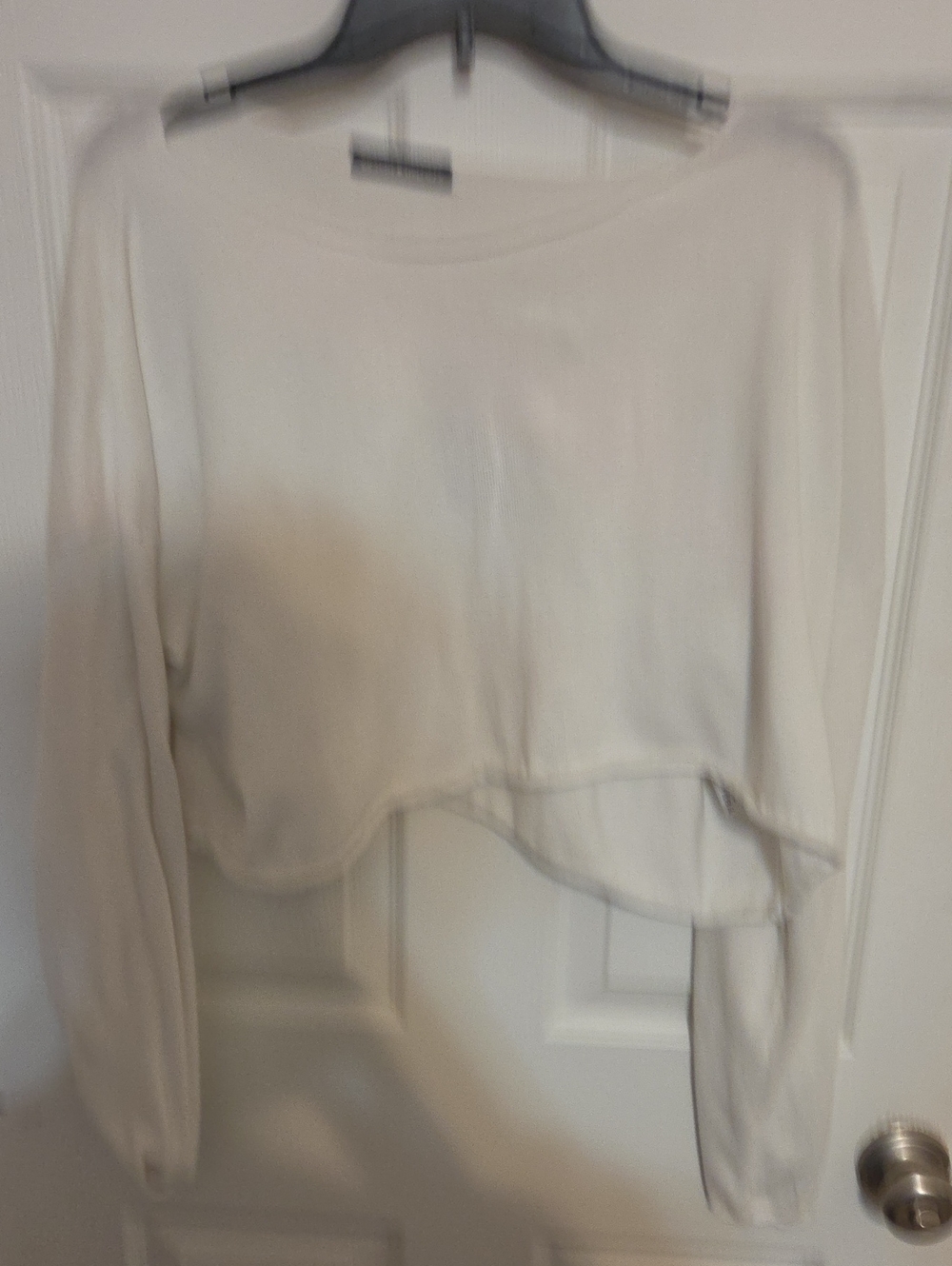 Brandy Melville Cream Cropped Long-Sleeve Top